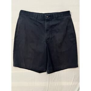 Roundtree & Yorke Easy Care Shorts Mens 35 Navy Cotton Flat Front Casual Dress